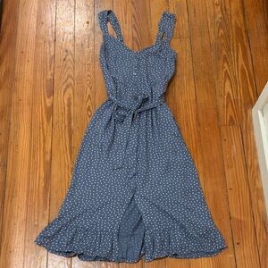 Abercrombie Blue Dot Button Down Midi Dress